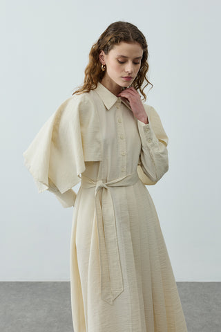 Pelerin Detaylı Elbise Taş