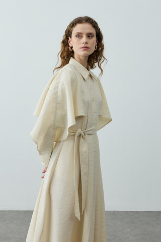 Pelerin Detaylı Elbise Taş