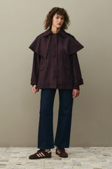 Pelerin Detaylı Trençkot Acı Bordo