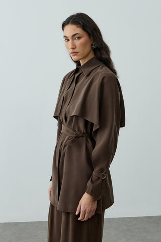 Pelerinli Gömlek Kahverengi