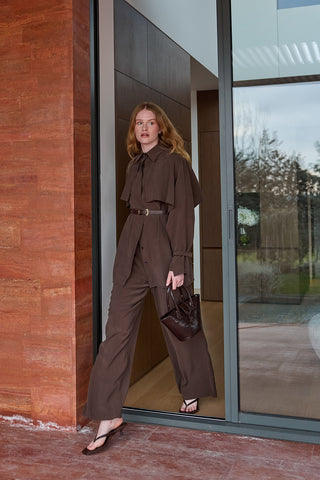 Pelerinli Gömlek Kahverengi