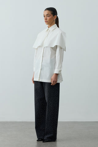 Pelerinli Pensli Gömlek Beyaz