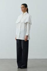 Pelerinli Pensli Gömlek Beyaz