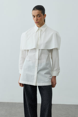 Pelerinli Pensli Gömlek Beyaz