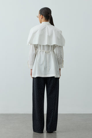 Pelerinli Pensli Gömlek Beyaz