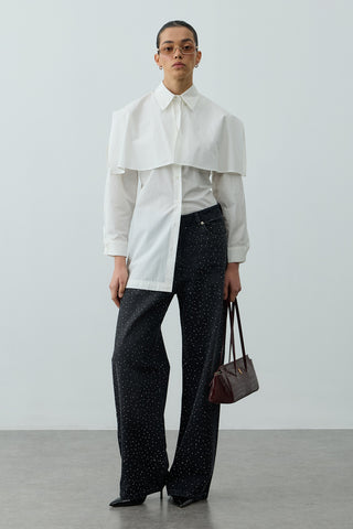 Pelerinli Pensli Gömlek Beyaz