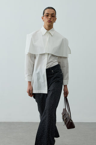 Pelerinli Pensli Gömlek Beyaz