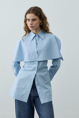 Pelerinli Pensli Gömlek Mavi