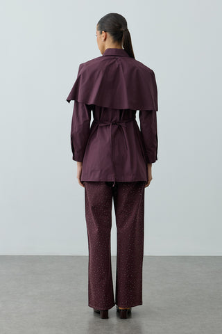 Pelerinli Pensli Gömlek Mürdüm