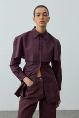 Pelerinli Pensli Gömlek Mürdüm