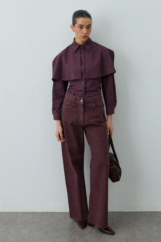 Pelerinli Pensli Gömlek Mürdüm