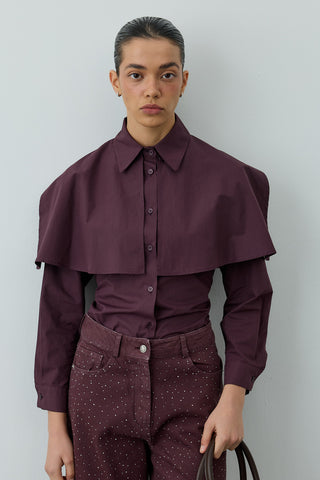 Pelerinli Pensli Gömlek Mürdüm