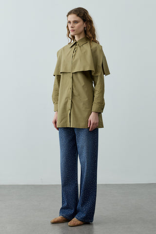 Pelerinli Pensli Gömlek Yeşil