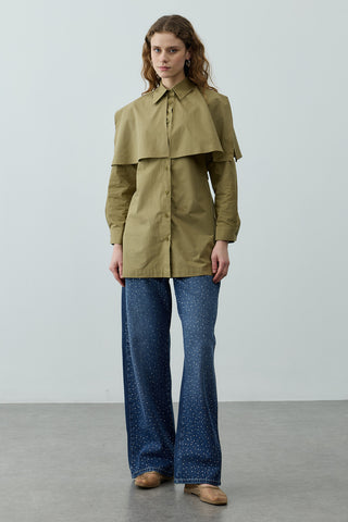 Pelerinli Pensli Gömlek Yeşil