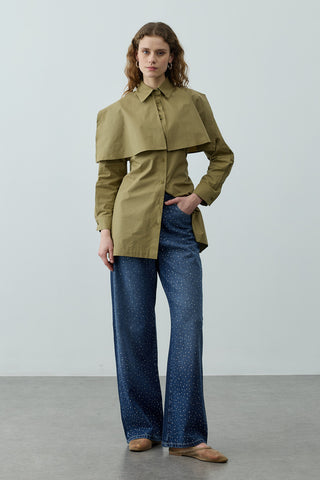 Pelerinli Pensli Gömlek Yeşil