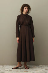 Pens Detaylı Elbise Acı Kahve
