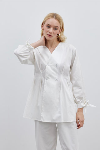 Darted Women's Shirt Jacket Ecru