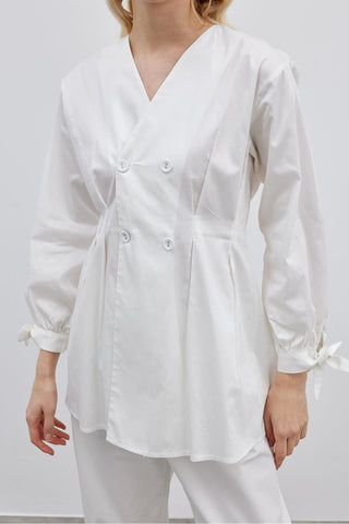 Pensli Kadın Gömlek Ceket Ekru - Fahhar Design