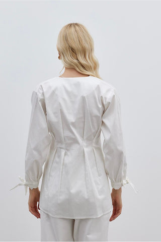 Pensli Kadın Gömlek Ceket Ekru - Fahhar Design
