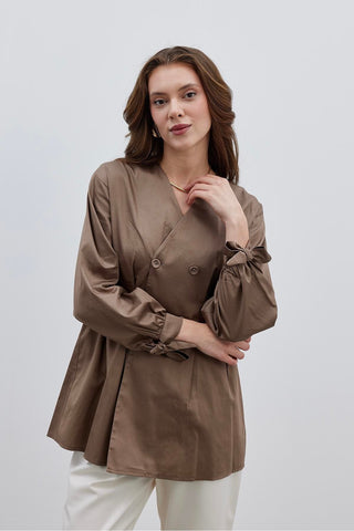 Darted Women's Shirt Jacket Brown