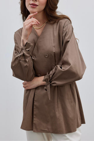 Pensli Kadın Gömlek Ceket Kahverengi - Fahhar Design