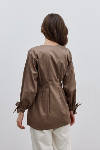 Pensli Kadın Gömlek Ceket Kahverengi - Fahhar Design