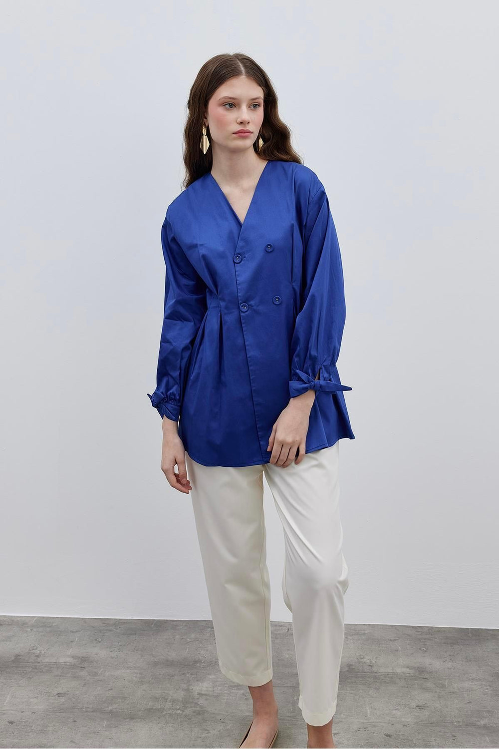 Darted Women's Shirt Jacket Navy Blue