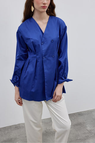 Pensli Kadın Gömlek Ceket Lacivert - Fahhar Design