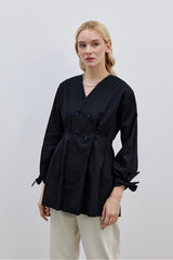 Darted Women's Shirt Jacket Black