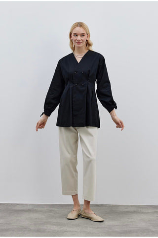 Pensli Kadın Gömlek Ceket Siyah - Fahhar Design