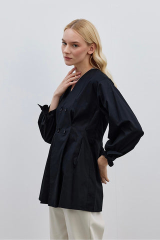 Pensli Kadın Gömlek Ceket Siyah - Fahhar Design