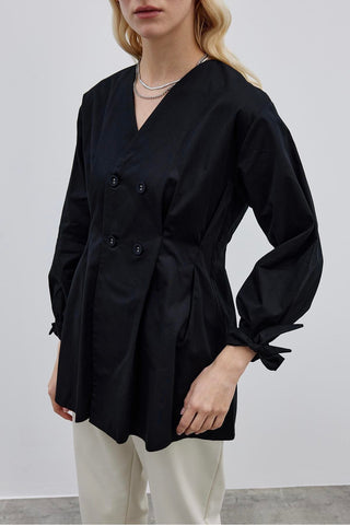 Pensli Kadın Gömlek Ceket Siyah - Fahhar Design