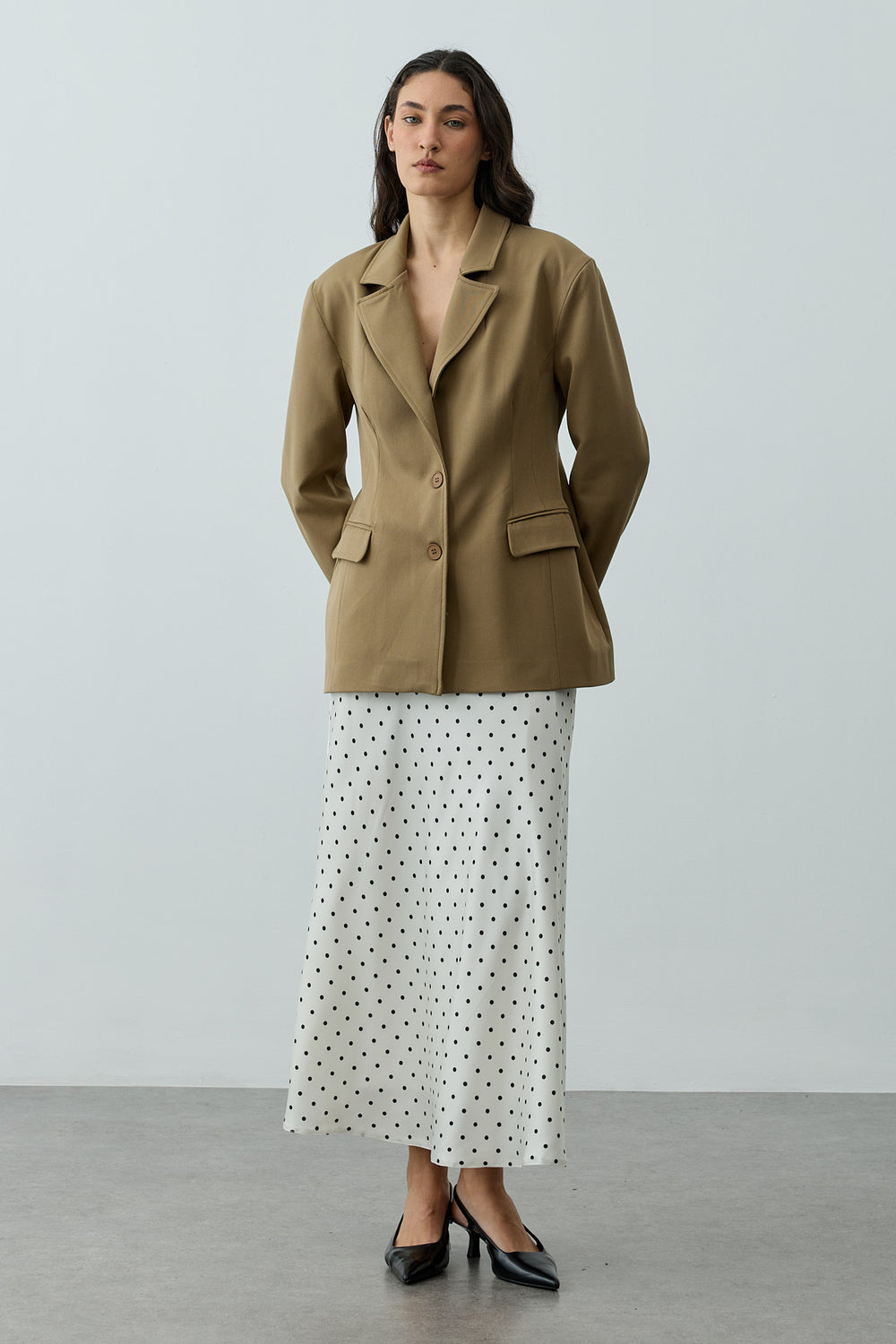 Pensli Kemerli Blazer Ceket Camel