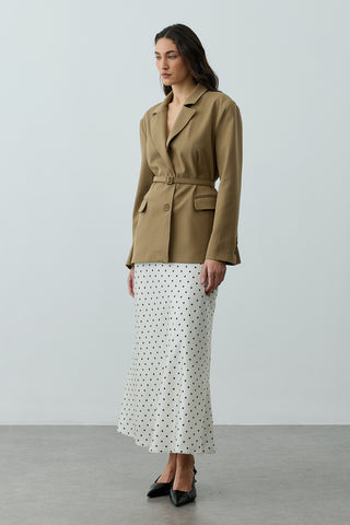 Pensli Kemerli Blazer Ceket Camel