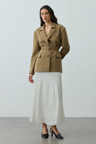 Pensli Kemerli Blazer Ceket Camel