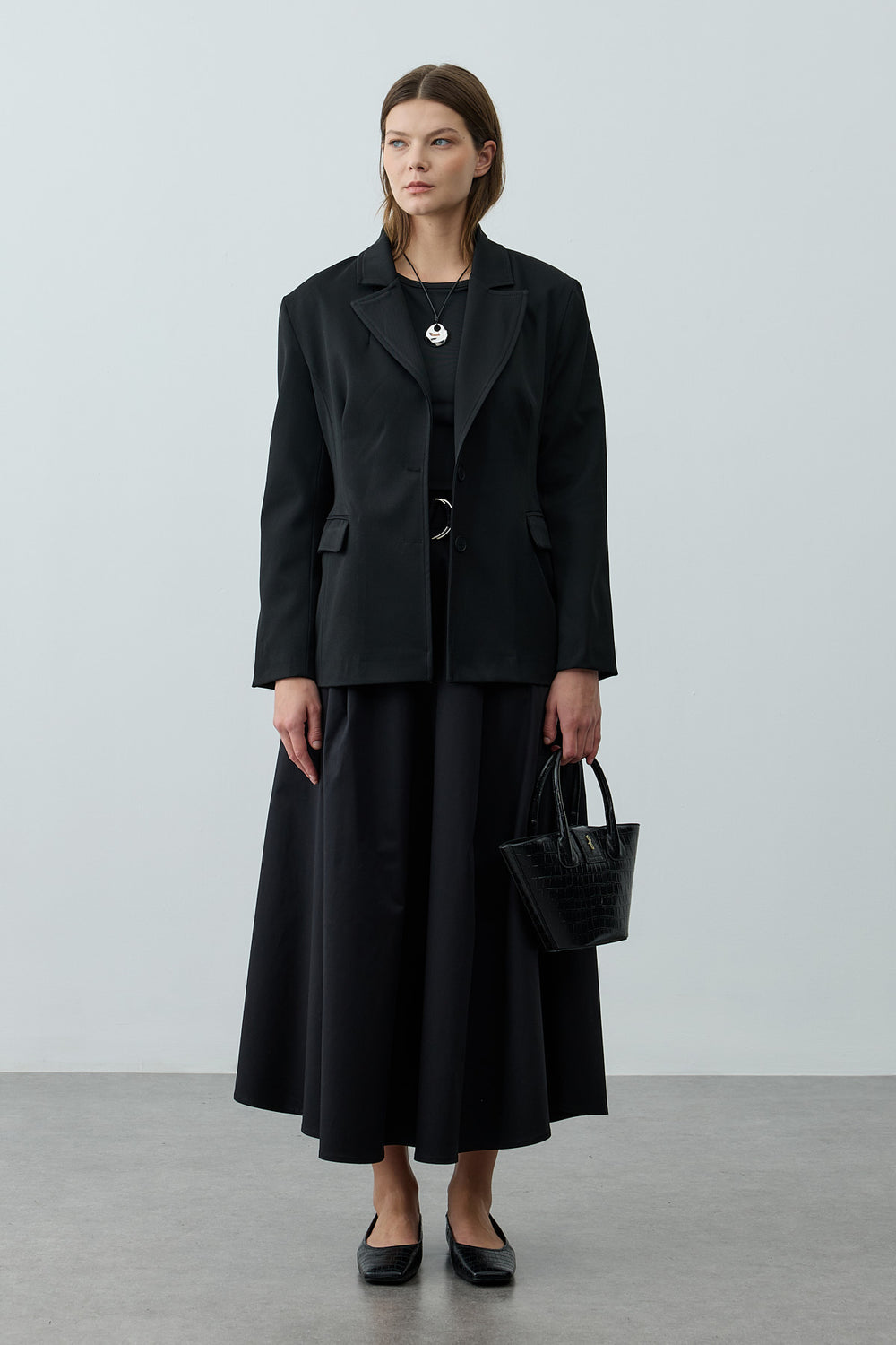 Pensli Kemerli Blazer Ceket Siyah