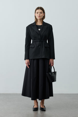 Pensli Kemerli Blazer Ceket Siyah