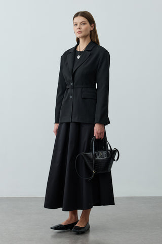 Pensli Kemerli Blazer Ceket Siyah