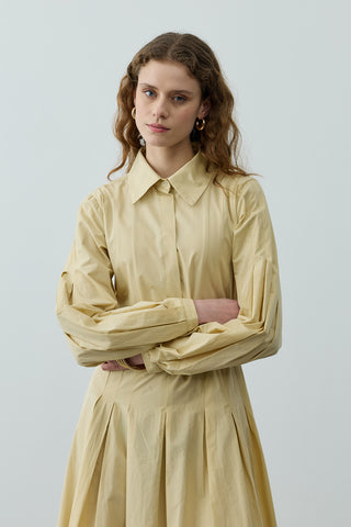 Pensli Kemerli Maxi Elbise Sarı