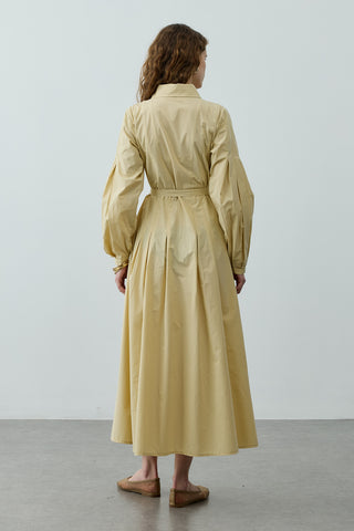 Pensli Kemerli Maxi Elbise Sarı