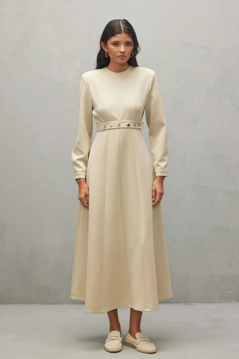 Darted Scuba Dress Stone