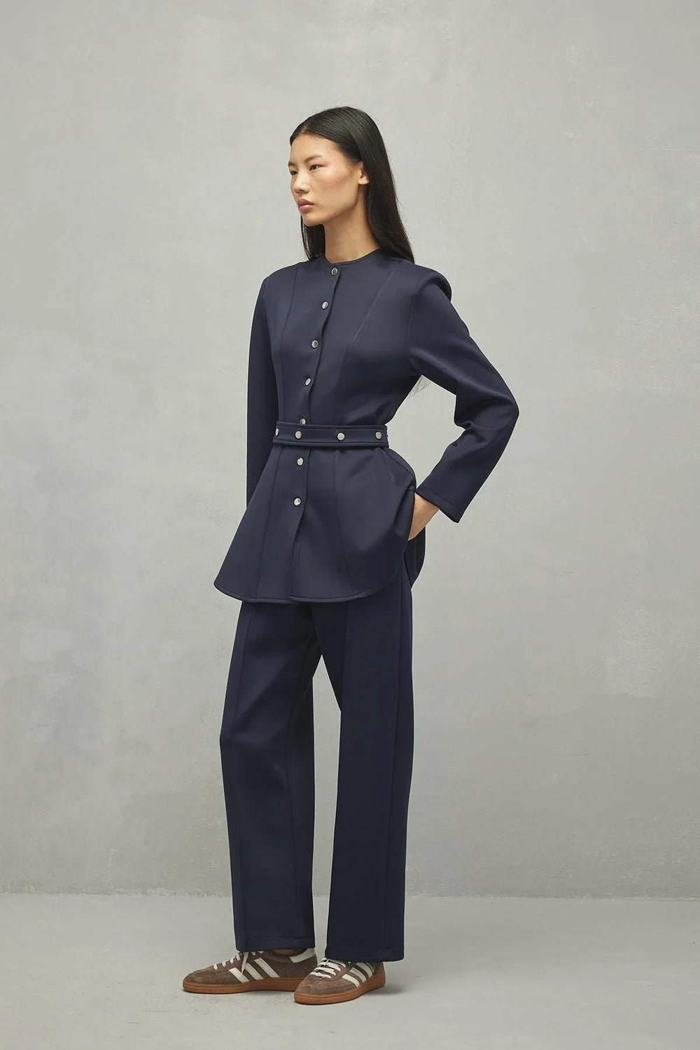 Darted Scuba Suit Navy Blue