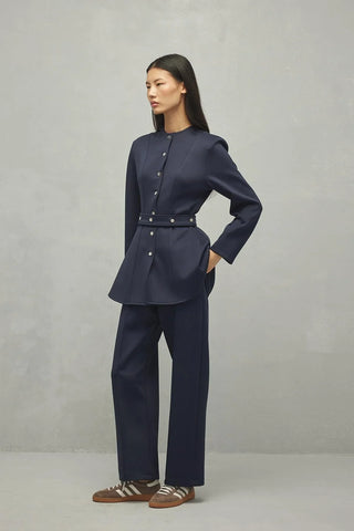 Darted Scuba Suit Navy Blue