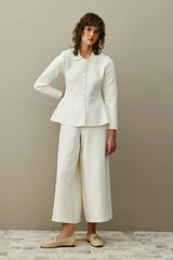 Peplumlu Triko Hırka Beyaz