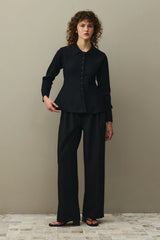 Peplumlu Triko Hırka Siyah