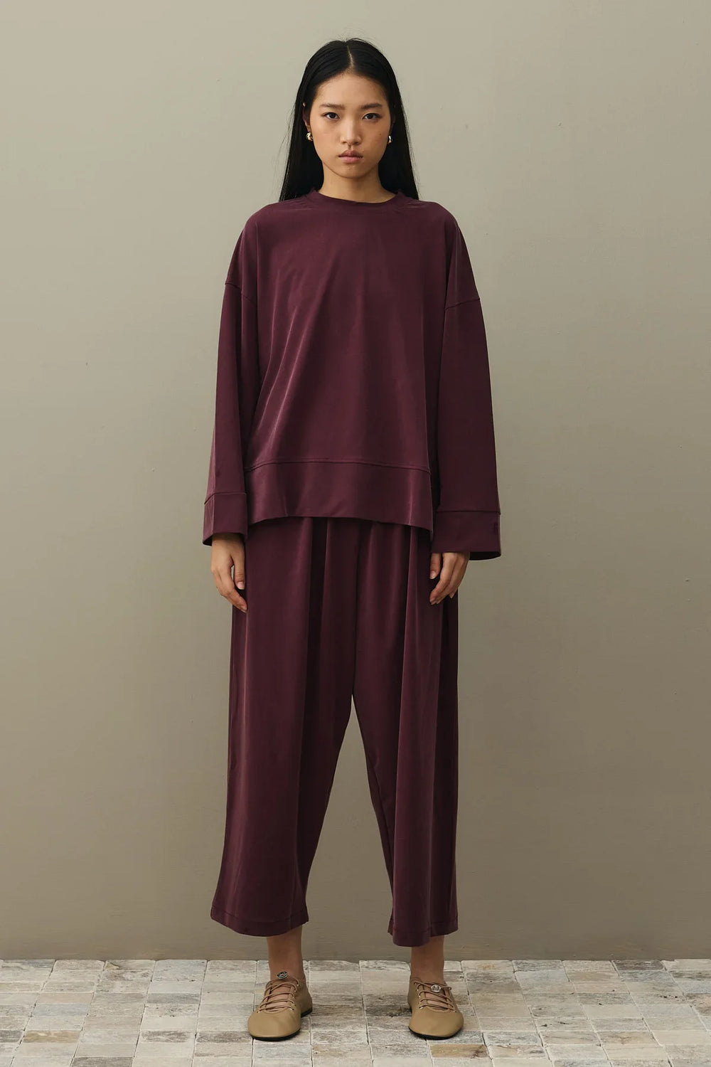 Pique Texture Tencel Modal Suit Claret Red