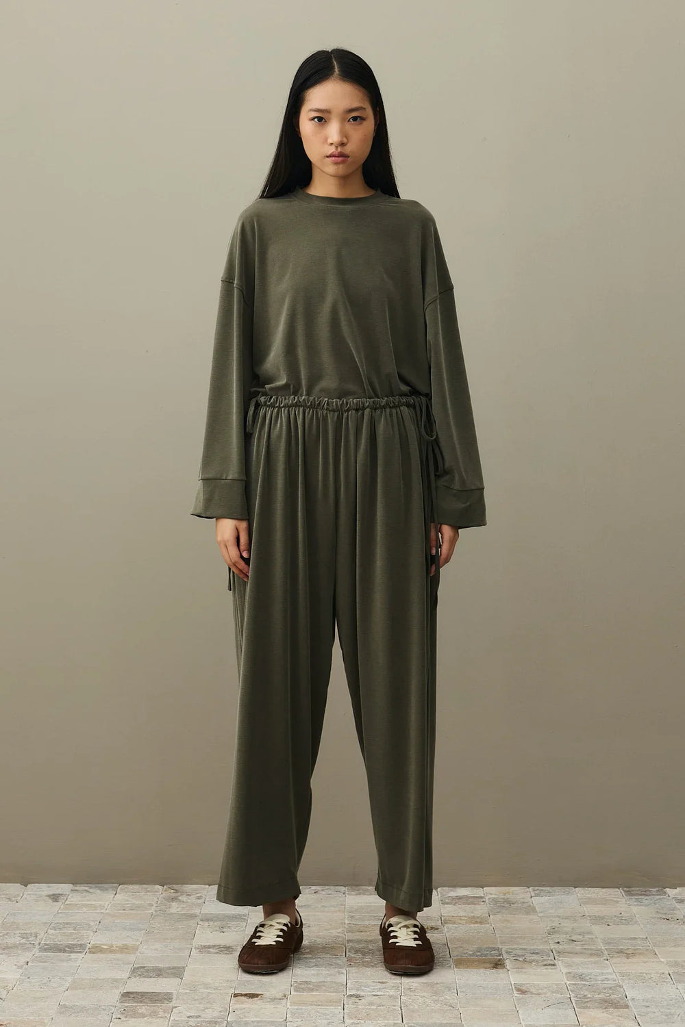 Pique Texture Tencel Modal Suit Mold Green