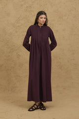 Pleated Detailed Dress, Plum