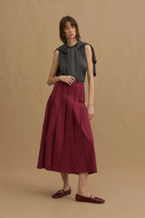 Pile Detaylı Etek Bordo