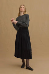 Pile Detaylı Etek Siyah